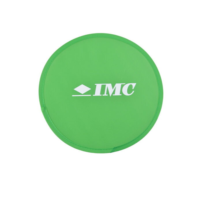Foldable Frisbee Fan - event giveaways and promotional items for corporate gifting in Singapore with custom logo branding. A foldable frisbee fan is a compact, portable fan that doubles as a frisbee when unfolded.