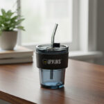 Glass Tumbler Coffee Cup with Lid and Straw - branded drinkware for corporate gifting in Singapore with custom logo branding. Stay eco-friendly and stylish with our glass tumbler coffee cup, designed with a spill-proof lid and a convenient straw for an enhanced drinking experience.