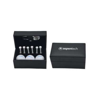 Golf Gift Set - custom corporate gift for corporate gifting in Singapore with custom logo branding. Golf gift set featuring 3 golf balls, 1 golf fork, and 6 golf tees, perfect for enhancing your game. 5cm (W) x 8.5cm (H).