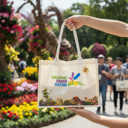 Laminated Canvas Bag - branded bags and pouches for corporate gifting in Singapore with custom logo branding. A laminated canvas bag is a durable bag made from canvas fabric with a inner laminated coating.