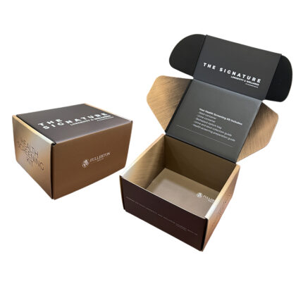 Corrugated Mailer Box- custom packaging for corporate gifting in Singapore with custom logo branding. It provides secure protection for items during shipping with its sturdy design and cushioning properties.