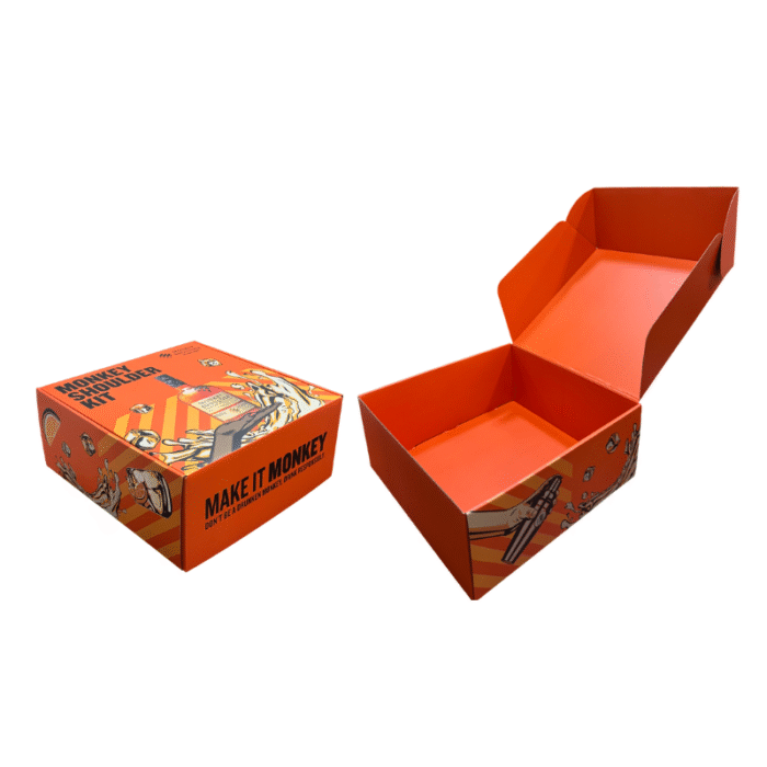 Corrugated Mailer Box- custom packaging for corporate gifting in Singapore with custom logo branding. It provides secure protection for items during shipping with its sturdy design and cushioning properties.