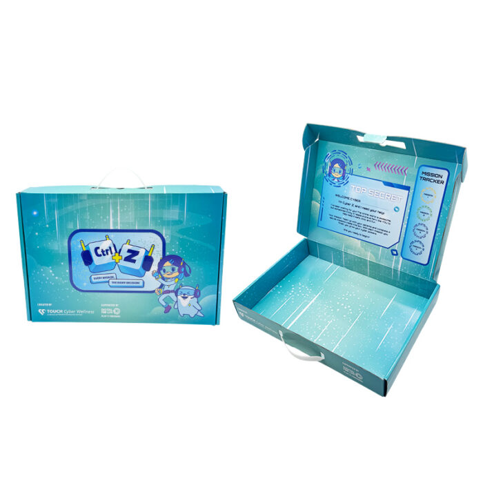 Corrugated Mailer Box- custom packaging for corporate gifting in Singapore with custom logo branding. It provides secure protection for items during shipping with its sturdy design and cushioning properties.