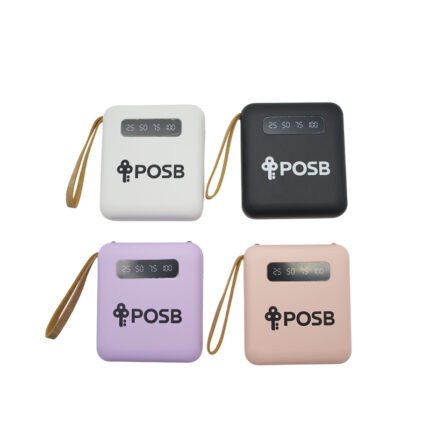 Mini Powerbank with 4 Built in Cable - branded tech gifts for corporate gifting in Singapore with custom logo branding. Mini powerbank comes with four built-in cables, making it a convenient all-in-one charging solution.