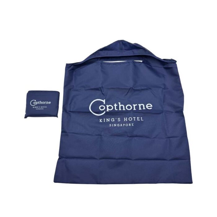 Reusable Foldable Bag with Pouch - branded bags and pouches for corporate gifting in Singapore with custom logo branding. A reusable foldable bag with a pouch is a space-saving, eco-friendly bag that folds into a small pouch for easy storage.