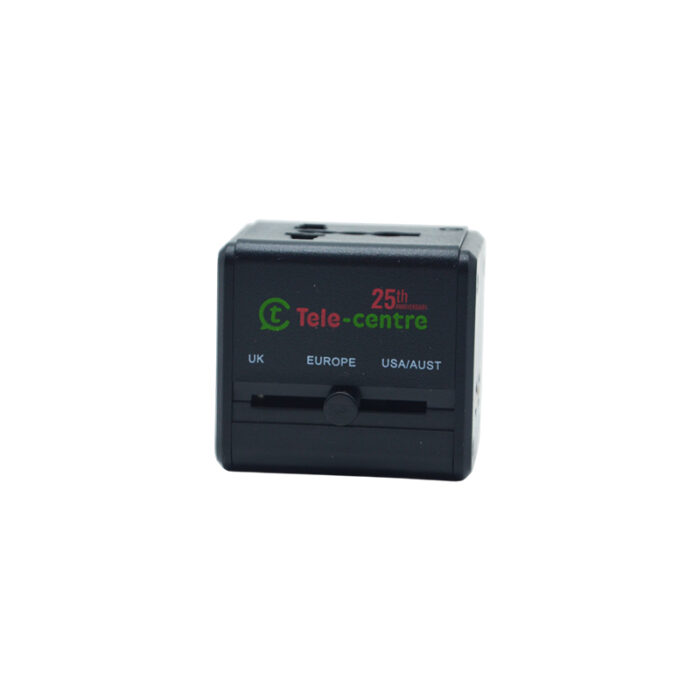 Travel Adaptor with 2 USB Port - Tech corporate gifts for corporate gifting in Singapore with custom logo branding.A travel adaptor with 2 USB ports allows you to charge multiple devices simultaneously while traveling. It features universal plug compatibility and is compact, making it perfect for international use and on-the-go charging.