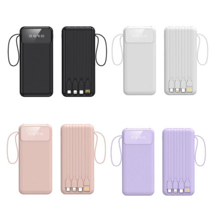 4 Built in Cable Powerbank - branded tech gifts for corporate gifting in Singapore with custom logo branding. The 4 Built-in Cable Powerbank is a portable and convenient charging solution, featuring four integrated cables for quick and easy charging of….