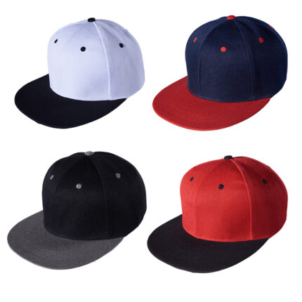 2 Tone Cotton Snapback Cap - branded apparel for corporate gifting in Singapore with custom logo branding. 2 Tone Cotton Snapback Cap offers a stylish contrast design and a comfortable fit with soft cotton material.