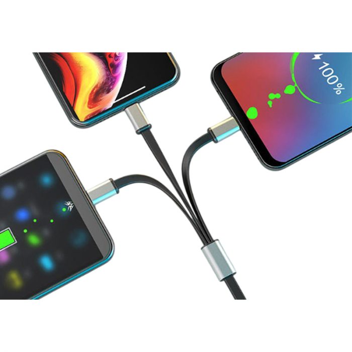3 in 1 Retractable Charging Cable - Tech corporate gifts for corporate gifting in Singapore with custom logo branding.Stay organized and charge multiple devices with this 3-in-1 retractable charging cable. Its compact design and versatile connectors make it the perfect solution for on-the-go charging.