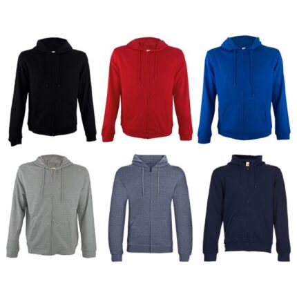 Full Zip Hoodie - branded apparel for corporate gifting in Singapore with custom logo branding. Full Zip Hoodie offers cozy comfort with a versatile zip-up design, perfect for layering in any season. Its soft fabric and adjustable hood provide a relaxed, comfortable fit.