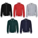 Full Zip Varsity Jacket - branded apparel for corporate gifting in Singapore with custom logo branding. Full Zip Varsity Jacket offers a classic, sporty look with a comfortable fit and durable design. Its zip-up closure and ribbed details provide both style and warmth.