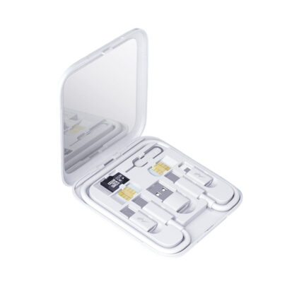Multi Cable 6 in 1 - branded tech gifts for corporate gifting in Singapore with custom logo branding.Simplify your charging needs with our 6-in-1 multi cable, featuring multiple connectors to power up phones and tablets; it also including ejector pin and mirror.