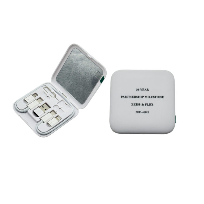 Multi Cable 6 in 1 - branded tech gifts for corporate gifting in Singapore with custom logo branding.Simplify your charging needs with our 6-in-1 multi cable, featuring multiple connectors to power up phones and tablets; it also including ejector pin and mirror.