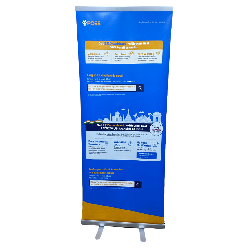 Pull Up Banner - Other corporate gifts for corporate gifting in Singapore with custom logo branding.Stand out at any event with a high-quality customised pull-up banner. Designed to reflect your brand with vibrant, full-colour printing and durable materials. Perfect for trade shows, retail displays, or promotional spaces.
