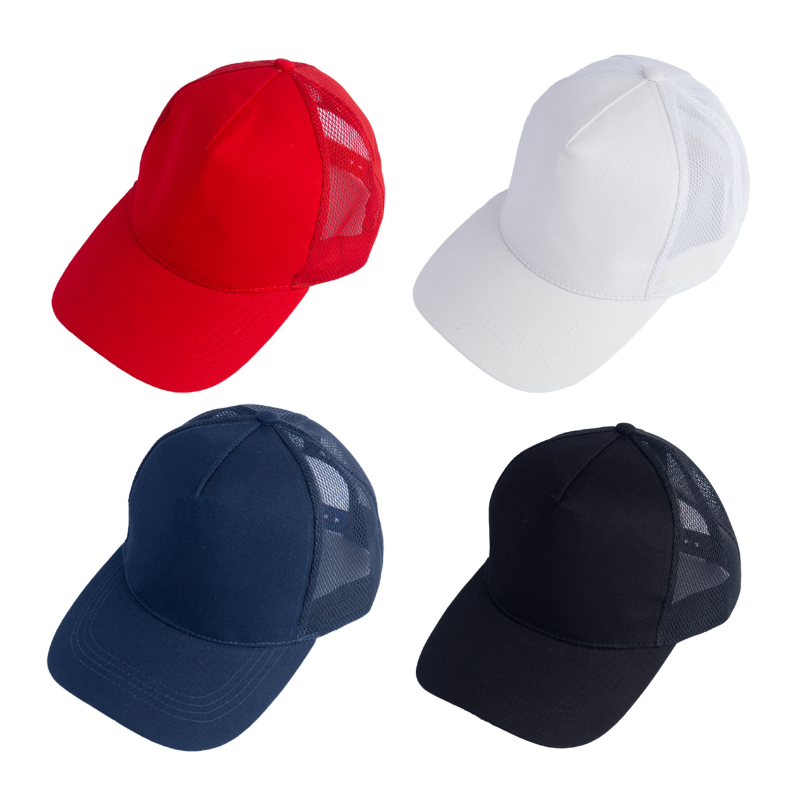 Cotton Trucker Cap - branded apparel for corporate gifting in Singapore with custom logo branding. This cotton mesh trucker cap offers a lightweight, breathable design perfect for daily wear.