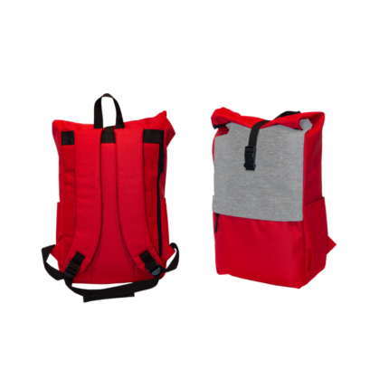 Rolltop Backpack- branded bags and pouches for corporate gifting in Singapore with custom logo branding. The rolltop backpack offers a modern, versatile design with adjustable storage capacity and a secure roll-top closure.