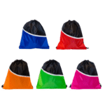 2 Tone Drawstring Bag with Front Pocket- branded bags and pouches for corporate gifting in Singapore with custom logo branding. The 2 tone drawstring bag with front pocket combines style and function in a lightweight, easy-to-carry design.