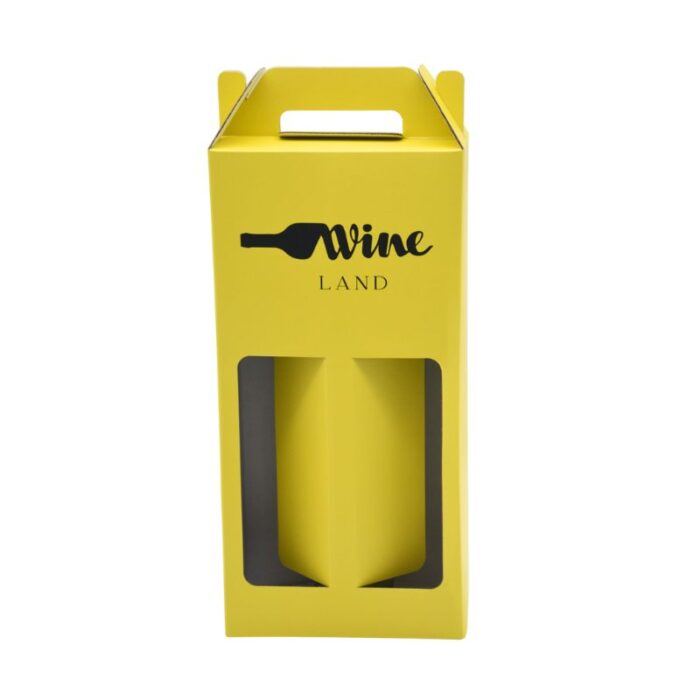 Wine Box with Handle - custom packaging for corporate gifting in Singapore with custom logo branding. This wine bottle box features a sturdy handle for easy carrying. Designed for both protection and presentation.