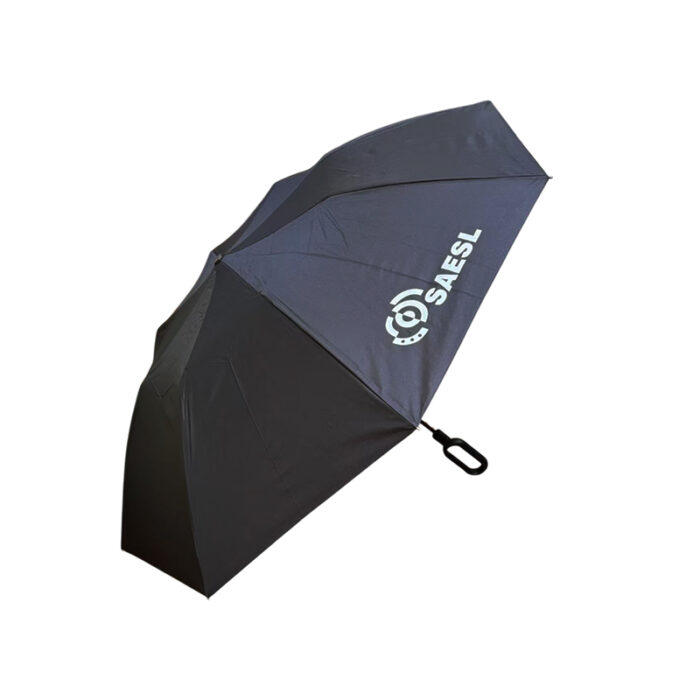 Foldable Umbrella with Carabiner Handle - lifestyle corporate gifts for corporate gifting in Singapore with custom logo branding. This foldable umbrella comes with a sturdy carabiner handle, making it easy to clip onto backpacks or briefcases.