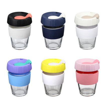Glass Tumbler with Silicone Lid - branded drinkware for corporate gifting in Singapore with custom logo branding. Glass Tumbler with Silicone Lid combines style and function for everyday hydration.