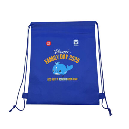 Drawstring Backpack - branded bags and pouches for corporate gifting in Singapore with custom logo branding. Drawstring backpack is a lightweight bag with strings that tighten at the top to close it.