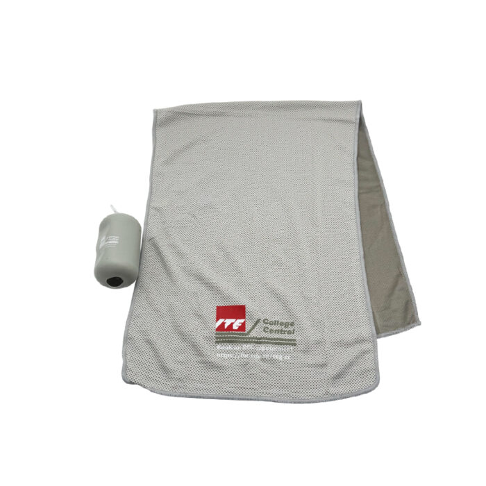 Pocket Size Towel with Casing - lifestyle corporate gifts for corporate gifting in Singapore with custom logo branding. This pocket-size towel comes with a durable silicone casing for easy, hygienic storage.