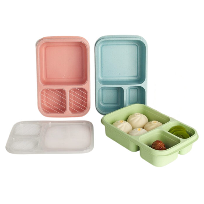 3 Grids Wheat Straw Lunch Box - lifestyle corporate gifts for corporate gifting in Singapore with custom logo branding. Eco-friendly 3 grids lunch box made from durable wheat straw. Perfect for portioned meals, lightweight, and easy to carry anywhere.