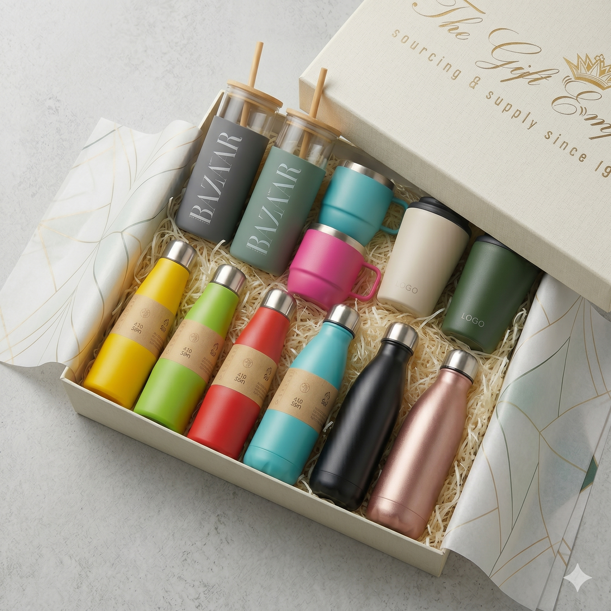 customised tumblers in a box