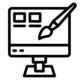 computer and brush icon