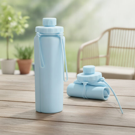 600ml collapsible water bottle - Drinkware corporate gifts for corporate gifting in Singapore with custom logo branding. This 600ml collapsible water bottle rolls up small to save precious space in your daily travel bag.
