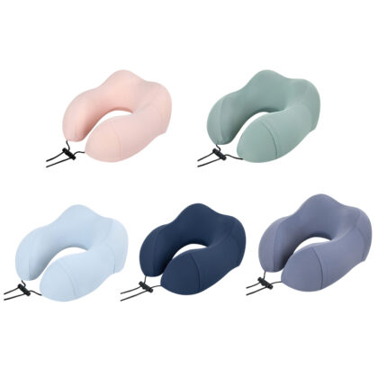 Memory Foam Neck Pillow - Travel corporate gifts for corporate gifting in Singapore with custom logo branding. This memory foam neck pillow provides premium ergonomic support to relieve upper neck pain during long, tiring flights.