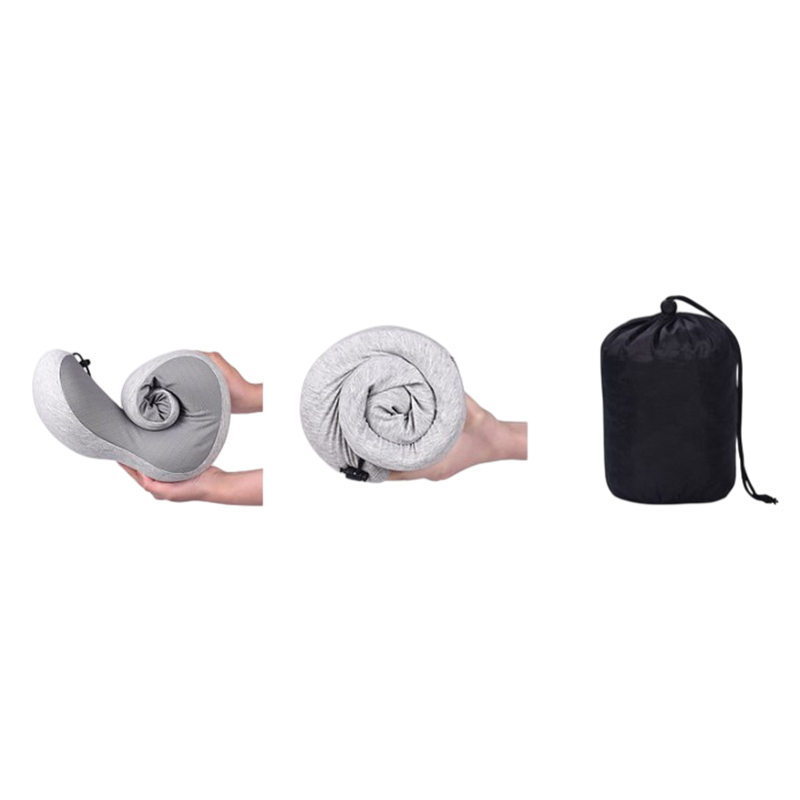 Memory Foam Neck Pillow - Travel corporate gifts for corporate gifting in Singapore with custom logo branding. This memory foam neck pillow provides premium ergonomic support to relieve upper neck pain during long, tiring flights.