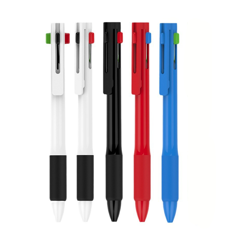 Muliticolor Pen - Stationery corporate gifts for corporate gifting in Singapore with custom logo branding. Multicolor Pen features a smart click design that switches between black, blue, red, and green ink smoothly.