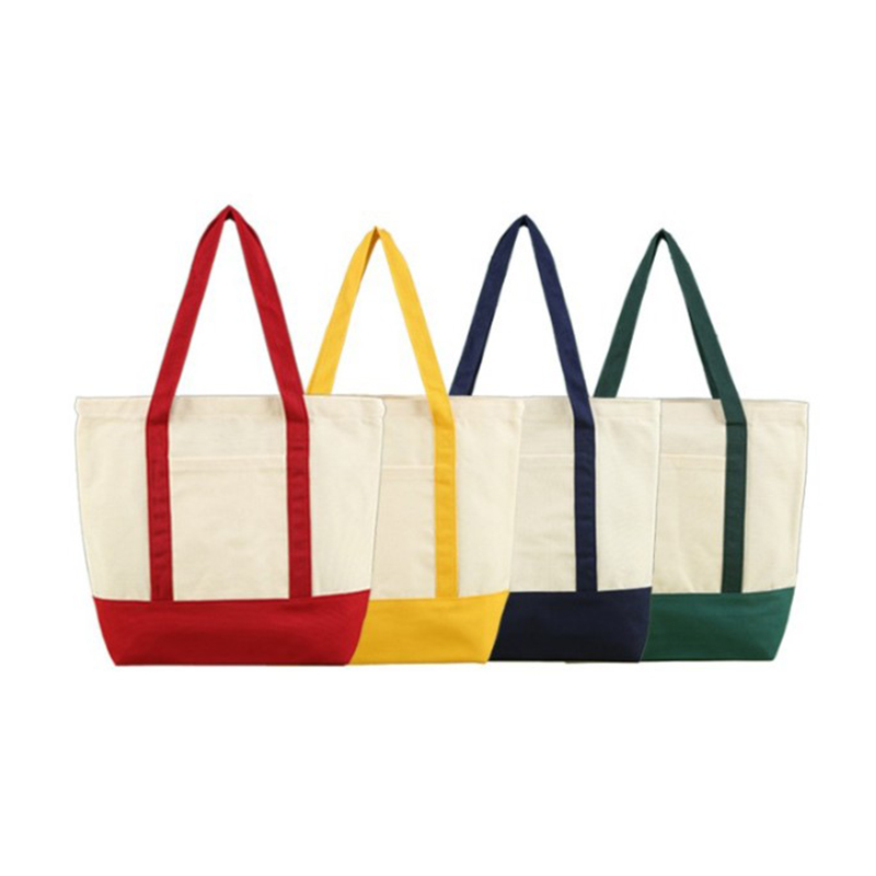 Two Tone Canvas Tote Bag - branded bags and pouches for corporate gifting in Singapore with custom logo branding. Two tone canvas tote bag combines a stylish color block design with a highly durable, heavy-duty fabric.