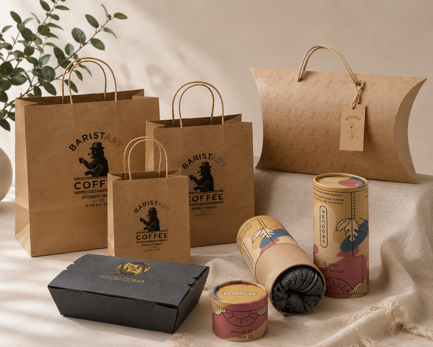 kraft paper bag, box, tube and pillow box