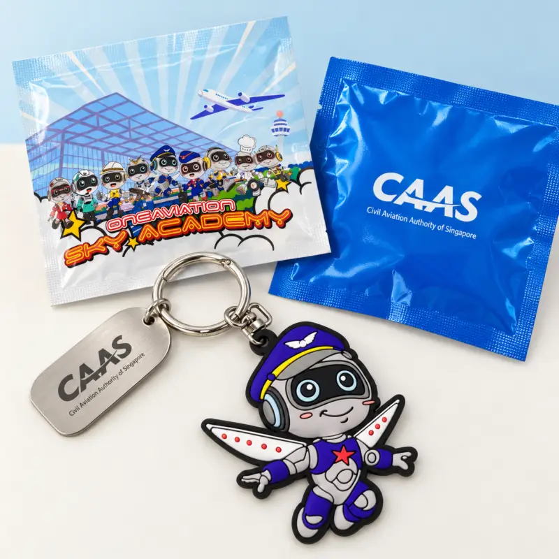 Blind bag Robot aviator keychain with CAAS packaging