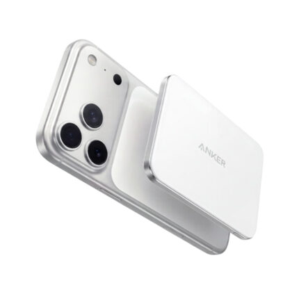 ANKER 5000mAh Ultra-Slim Magnetic Power Bank - branded tech gifts for corporate gifting in Singapore with custom logo branding. Mini powerbank comes with four built-in cables, making it a convenient all-in-one charging solution.