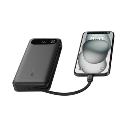 ANKER Power Bank 20,000mAh - branded tech gifts for corporate gifting in Singapore with custom logo branding. Mini powerbank comes with four built-in cables, making it a convenient all-in-one charging solution.