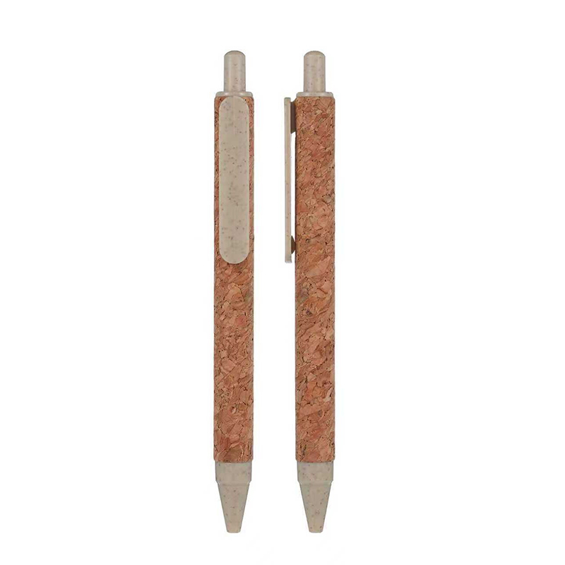 Cork Wheat Straw Pen— - Stationery corporate gifts for corporate gifting in Singapore with custom logo branding.This sleek metal ball pen offers a smooth writing experience with a durable, stylish design, perfect for everyday use or professional settings.