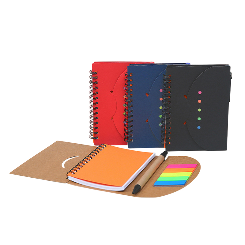Spiral Notebook with Pen & Sticky Notes - Stationery corporate gifts for corporate gifting in Singapore with custom logo branding.A5 PU notebook with a sleek, professional design, perfect for jotting down notes or ideas. Its durable cover and compact size make it an ideal choice for on-the-go use.