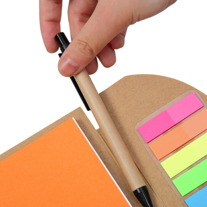 Spiral Notebook with Pen & Sticky Notes - Stationery corporate gifts for corporate gifting in Singapore with custom logo branding.A5 PU notebook with a sleek, professional design, perfect for jotting down notes or ideas. Its durable cover and compact size make it an ideal choice for on-the-go use.